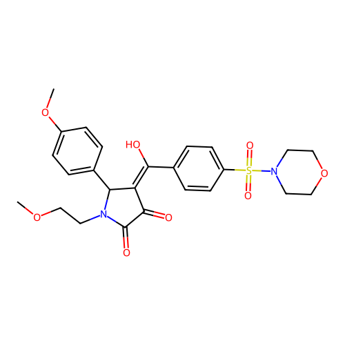 (4E)-4-[hydroxy-(4-morpholin-4-ylsulfonylphenyl)methylidene]-1-(2-methoxyethyl)-5-(4-methoxyphenyl)pyrrolidine-2,3-dione structure