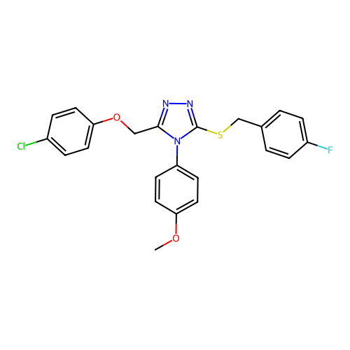 3-[(4-chlorophenoxy)methyl]-5-[(4-fluorophenyl)methylsulfanyl]-4-(4-methoxyphenyl)-1,2,4-triazole structure