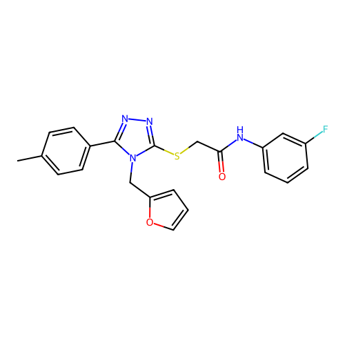 N-(3-fluorophenyl)-2-((4-(furan-2-ylmethyl)-5-(p-tolyl)-4H-1,2,4-triazol-3-yl)thio)acetamide structure