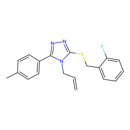 3-[(2-Fluorophenyl)methylthio]-5-(4-methylphenyl)-4-prop-2-enyl-1,2,4-triazole structure