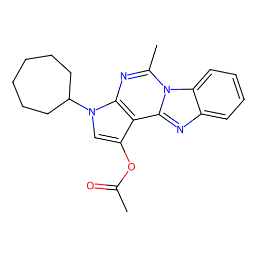 3-cycloheptyl-5-methyl-3H-benzo[4,5]imidazo[1,2-c]pyrrolo[3,2-e]pyrimidin-1-yl acetate structure