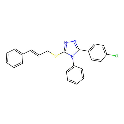 3-(4-chlorophenyl)-4-phenyl-5-{[(2E)-3-phenylprop-2-en-1-yl]sulfanyl}-4H-1,2,4-triazole structure