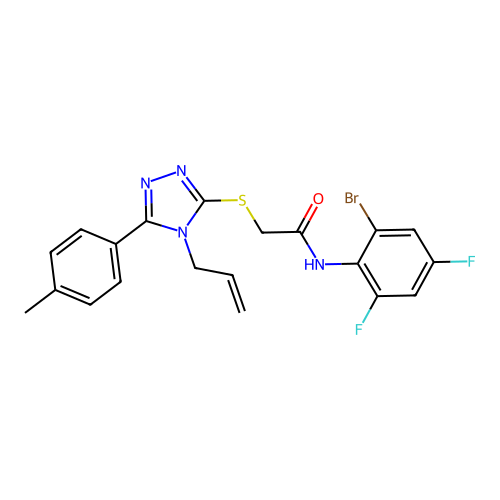 N-(2-bromo-4,6-difluorophenyl)-2-{[5-(4-methylphenyl)-4-(prop-2-en-1-yl)-4H-1,2,4-triazol-3-yl]sulfanyl}acetamide structure