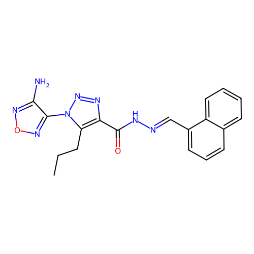 (E)-1-(4-amino-1,2,5-oxadiazol-3-yl)-N'-(naphthalen-1-ylmethylene)-5-propyl-1H-1,2,3-triazole-4-carbohydrazide structure