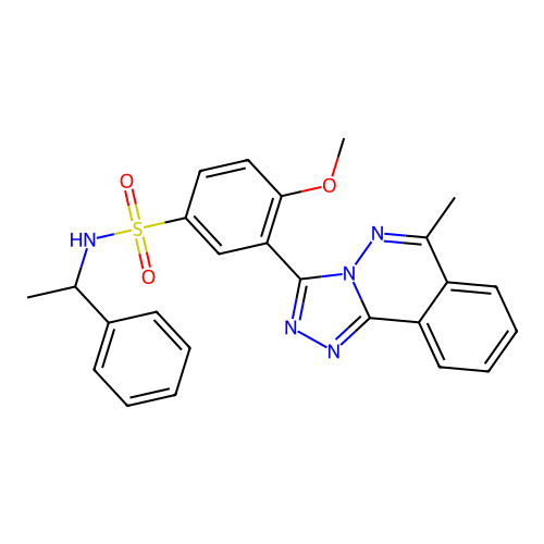 4-methoxy-3-(6-methyl-[1,2,4]triazolo[3,4-a]phthalazin-3-yl)-N-(1-phenylethyl)benzenesulfonamide structure