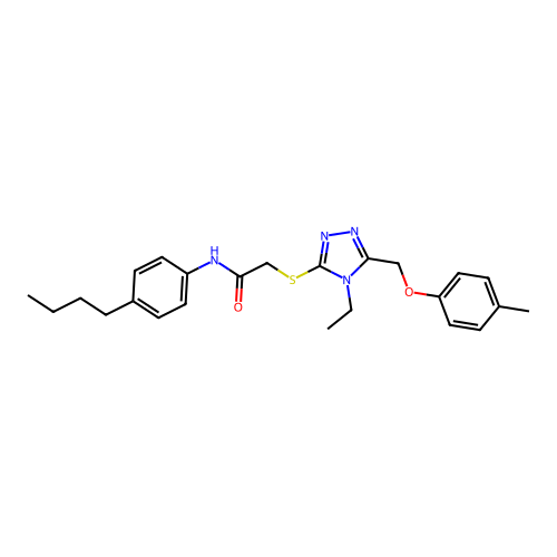 N-(4-butylphenyl)-2-[[4-ethyl-5-[(4-methylphenoxy)methyl]-1,2,4-triazol-3-yl]sulfanyl]acetamide structure
