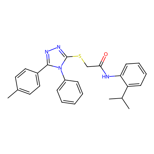 2-[[5-(4-methylphenyl)-4-phenyl-1,2,4-triazol-3-yl]sulfanyl]-N-(2-propan-2-ylphenyl)acetamide structure