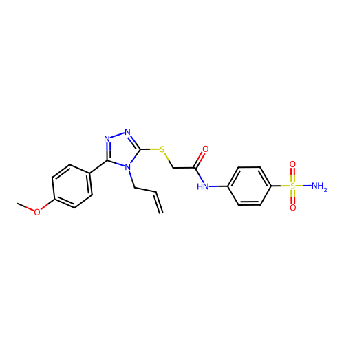 2-[[5-(4-methoxyphenyl)-4-prop-2-enyl-1,2,4-triazol-3-yl]sulfanyl]-N-(4-sulfamoylphenyl)acetamide structure