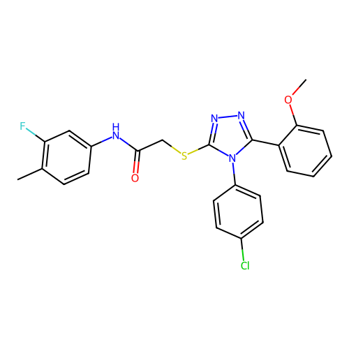 2-{[4-(4-chlorophenyl)-5-(2-methoxyphenyl)-4H-1,2,4-triazol-3-yl]sulfanyl}-N-(3-fluoro-4-methylphenyl)acetamide structure