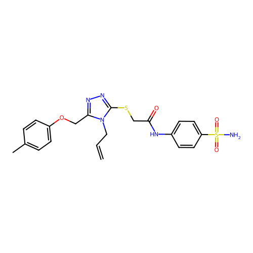 2-((4-allyl-5-((p-tolyloxy)methyl)-4H-1,2,4-triazol-3-yl)thio)-N-(4-sulfamoylphenyl)acetamide structure