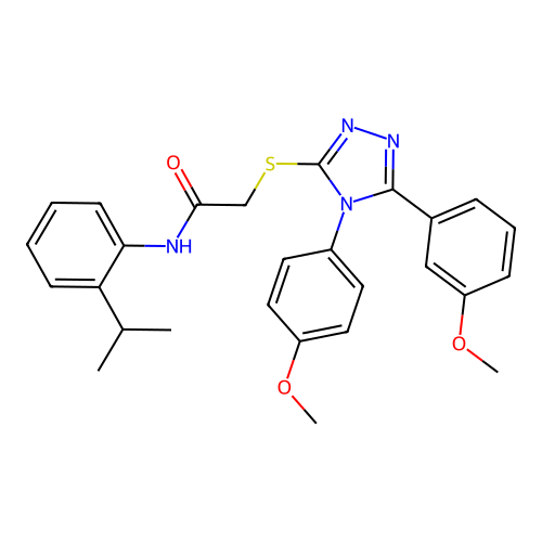 2-{[5-(3-methoxyphenyl)-4-(4-methoxyphenyl)-4H-1,2,4-triazol-3-yl]sulfanyl}-N-[2-(propan-2-yl)phenyl]acetamide structure