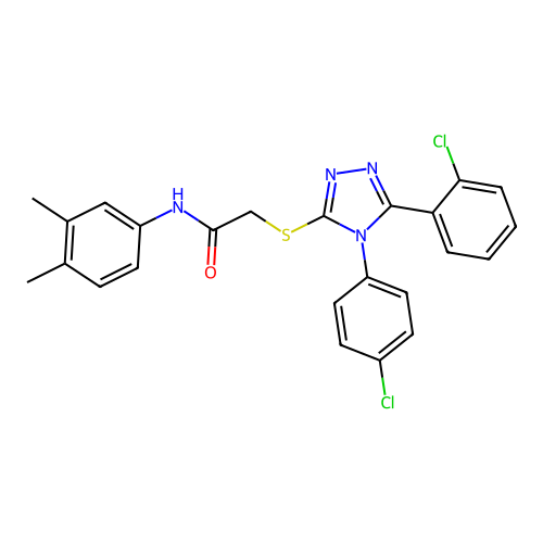 2-{[5-(2-chlorophenyl)-4-(4-chlorophenyl)-4H-1,2,4-triazol-3-yl]sulfanyl}-N-(3,4-dimethylphenyl)acetamide structure
