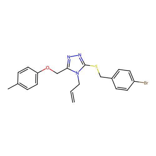 3-[(4-bromophenyl)methylsulfanyl]-5-[(4-methylphenoxy)methyl]-4-prop-2-enyl-1,2,4-triazole structure