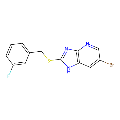 6-bromo-2-[(3-fluorobenzyl)sulfanyl]-3H-imidazo[4,5-b]pyridine structure