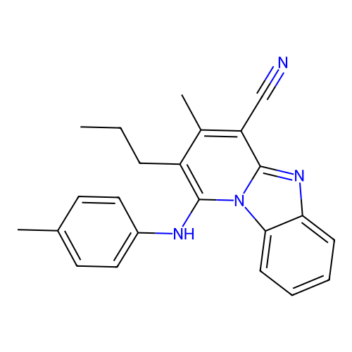 3-methyl-1-(4-methylanilino)-2-propylpyrido[1,2-a]benzimidazole-4-carbonitrile structure