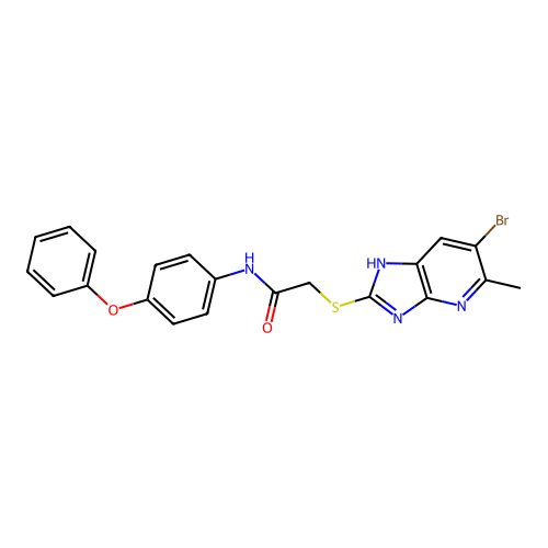 2-[(6-bromo-5-methyl-1H-imidazo[4,5-b]pyridin-2-yl)sulfanyl]-N-(4-phenoxyphenyl)acetamide structure