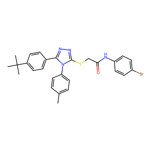 N-(4-bromophenyl)-2-{[5-(4-tert-butylphenyl)-4-(4-methylphenyl)-4H-1,2,4-triazol-3-yl]sulfanyl}acetamide structure