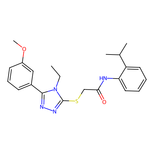 2-{[4-ethyl-5-(3-methoxyphenyl)-4H-1,2,4-triazol-3-yl]sulfanyl}-N-[2-(propan-2-yl)phenyl]acetamide structure