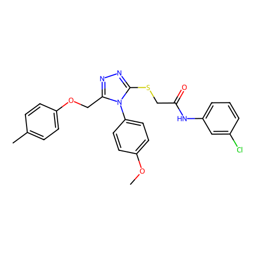 N-(3-chlorophenyl)-2-((4-(4-methoxyphenyl)-5-((p-tolyloxy)methyl)-4H-1,2,4-triazol-3-yl)thio)acetamide structure