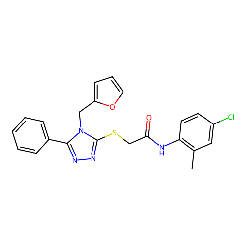 N-(4-chloro-2-methylphenyl)-2-{[4-(furan-2-ylmethyl)-5-phenyl-4H-1,2,4-triazol-3-yl]sulfanyl}acetamide structure