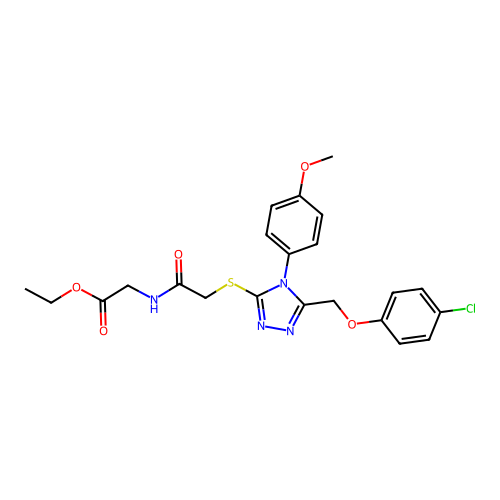 ethyl 2-(2-((5-((4-chlorophenoxy)methyl)-4-(4-methoxyphenyl)-4H-1,2,4-triazol-3-yl)thio)acetamido)acetate structure