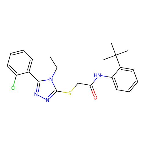 N-(2-tert-butylphenyl)-2-{[5-(2-chlorophenyl)-4-ethyl-4H-1,2,4-triazol-3-yl]sulfanyl}acetamide structure