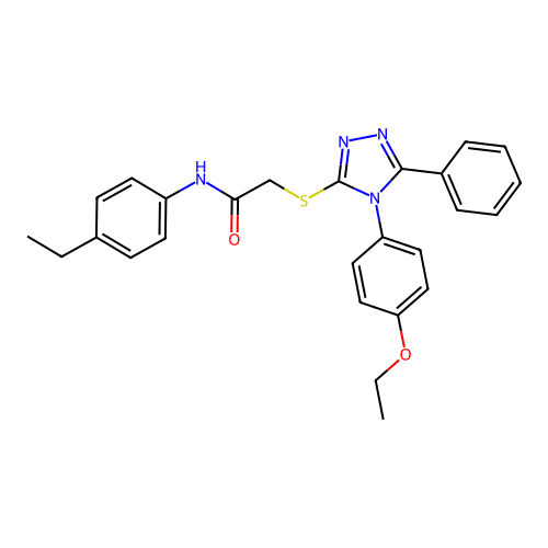 2-[[4-(4-ethoxyphenyl)-5-phenyl-1,2,4-triazol-3-yl]sulfanyl]-N-(4-ethylphenyl)acetamide structure