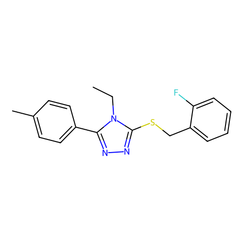 4-Ethyl-3-[(2-fluorophenyl)methylthio]-5-(4-methylphenyl)-1,2,4-triazole structure