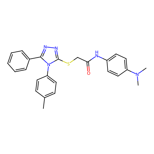 N-(4-dimethylaminophenyl)-2-[[4-(4-methylphenyl)-5-phenyl-1,2,4-triazol-3-yl]sulfanyl]acetamide structure