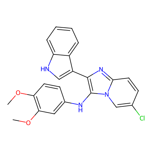 6-chloro-N-(3,4-dimethoxyphenyl)-2-(1H-indol-3-yl)imidazo[1,2-a]pyridin-3-amine structure