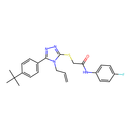 2-((4-allyl-5-(4-(tert-butyl)phenyl)-4H-1,2,4-triazol-3-yl)thio)-N-(4-fluorophenyl)acetamide structure
