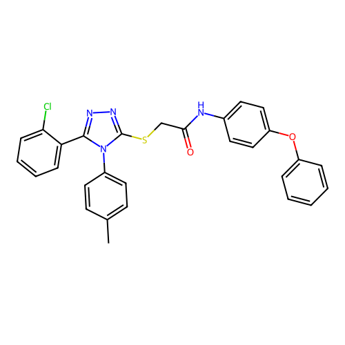 2-{[5-(2-chlorophenyl)-4-(4-methylphenyl)-4H-1,2,4-triazol-3-yl]sulfanyl}-N-(4-phenoxyphenyl)acetamide structure
