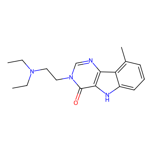 3-[2-(diethylamino)ethyl]-9-methyl-3,5-dihydro-4H-pyrimido[5,4-b]indol-4-one structure