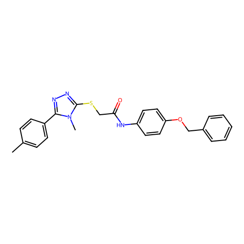 2-[[4-methyl-5-(4-methylphenyl)-1,2,4-triazol-3-yl]sulfanyl]-N-(4-phenylmethoxyphenyl)acetamide structure
