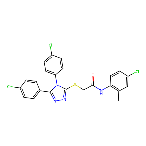 2-{[4,5-bis(4-chlorophenyl)-4H-1,2,4-triazol-3-yl]sulfanyl}-N-(4-chloro-2-methylphenyl)acetamide structure