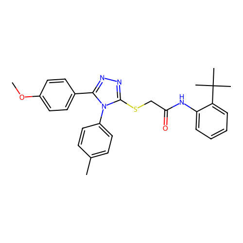 N-(2-tert-butylphenyl)-2-{[5-(4-methoxyphenyl)-4-(4-methylphenyl)-4H-1,2,4-triazol-3-yl]sulfanyl}acetamide structure