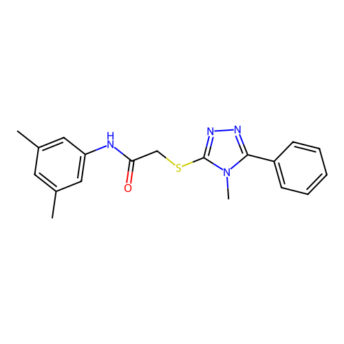N-(3,5-dimethylphenyl)-2-[(4-methyl-5-phenyl-1,2,4-triazol-3-yl)sulfanyl]acetamide structure