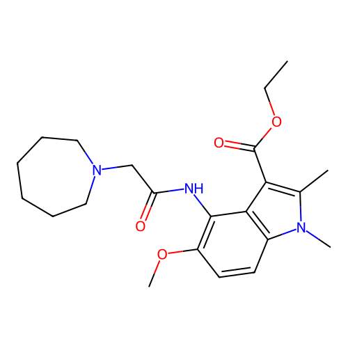 ethyl 4-(2-(azepan-1-yl)acetamido)-5-methoxy-1,2-dimethyl-1H-indole-3-carboxylate structure