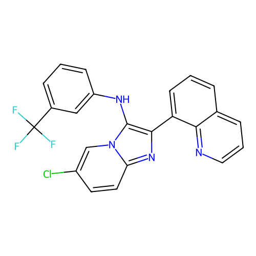 6-chloro-2-(quinolin-8-yl)-N-(3-(trifluoromethyl)phenyl)imidazo[1,2-a]pyridin-3-amine structure