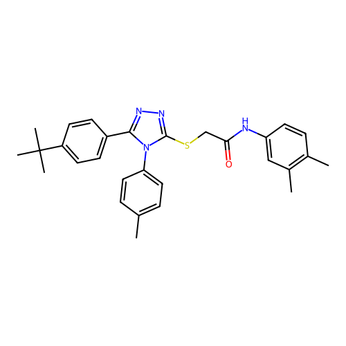 2-{[5-(4-tert-butylphenyl)-4-(4-methylphenyl)-4H-1,2,4-triazol-3-yl]sulfanyl}-N-(3,4-dimethylphenyl)acetamide structure