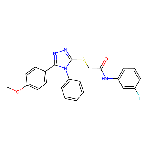 N-(3-fluorophenyl)-2-[[5-(4-methoxyphenyl)-4-phenyl-1,2,4-triazol-3-yl]sulfanyl]acetamide structure