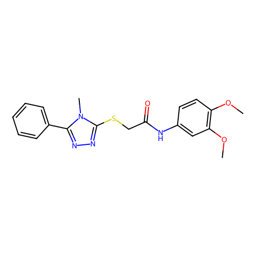 N-(3,4-dimethoxyphenyl)-2-[(4-methyl-5-phenyl-4H-1,2,4-triazol-3-yl)sulfanyl]acetamide structure