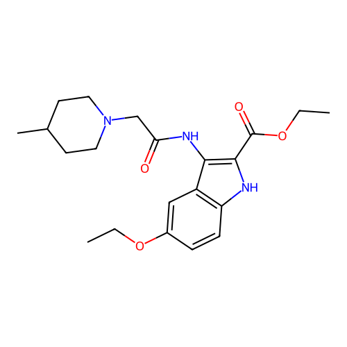 ethyl 5-ethoxy-3-{[(4-methylpiperidin-1-yl)acetyl]amino}-1H-indole-2-carboxylate structure