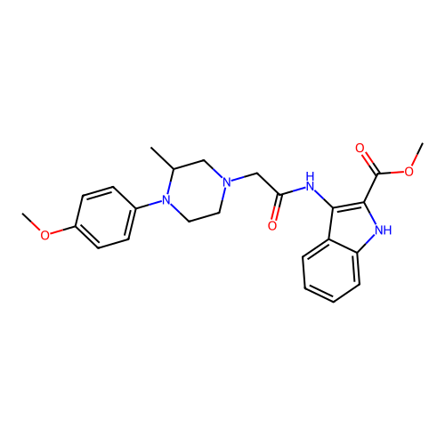 methyl 3-(2-(4-(4-methoxyphenyl)-3-methylpiperazin-1-yl)acetamido)-1H-indole-2-carboxylate structure