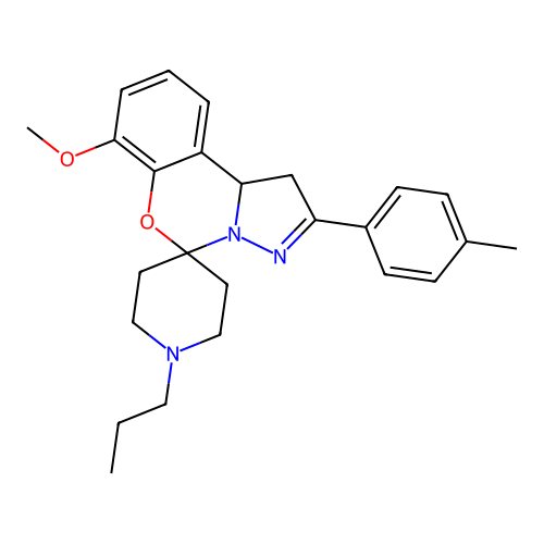 7'-methoxy-2'-(4-methylphenyl)-1-propyl-1',10b'-dihydrospiro[piperidine-4,5'-pyrazolo[1,5-c][1,3]benzoxazine] structure