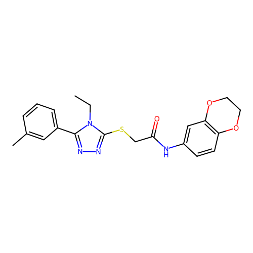 N-(2,3-dihydro-1,4-benzodioxin-6-yl)-2-{[4-ethyl-5-(3-methylphenyl)-4H-1,2,4-triazol-3-yl]sulfanyl}acetamide structure