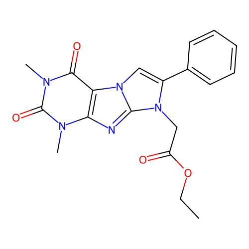 Ethyl 2-(2,4-dimethyl-1,3-dioxo-7-phenylpurino[7,8-a]imidazol-6-yl)acetate structure