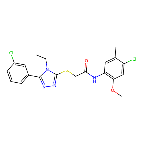 N-(4-chloro-2-methoxy-5-methylphenyl)-2-{[5-(3-chlorophenyl)-4-ethyl-4H-1,2,4-triazol-3-yl]sulfanyl}acetamide structure