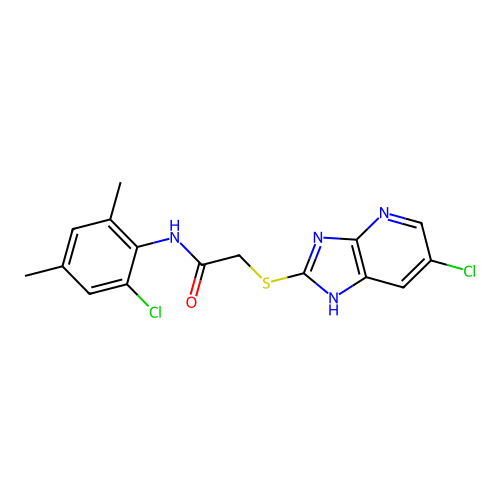 2-((6-chloro-3H-imidazo[4,5-b]pyridin-2-yl)thio)-N-(2-chloro-4,6-dimethylphenyl)acetamide structure