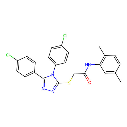 2-[[4,5-bis(4-chlorophenyl)-1,2,4-triazol-3-yl]sulfanyl]-N-(2,5-dimethylphenyl)acetamide structure
